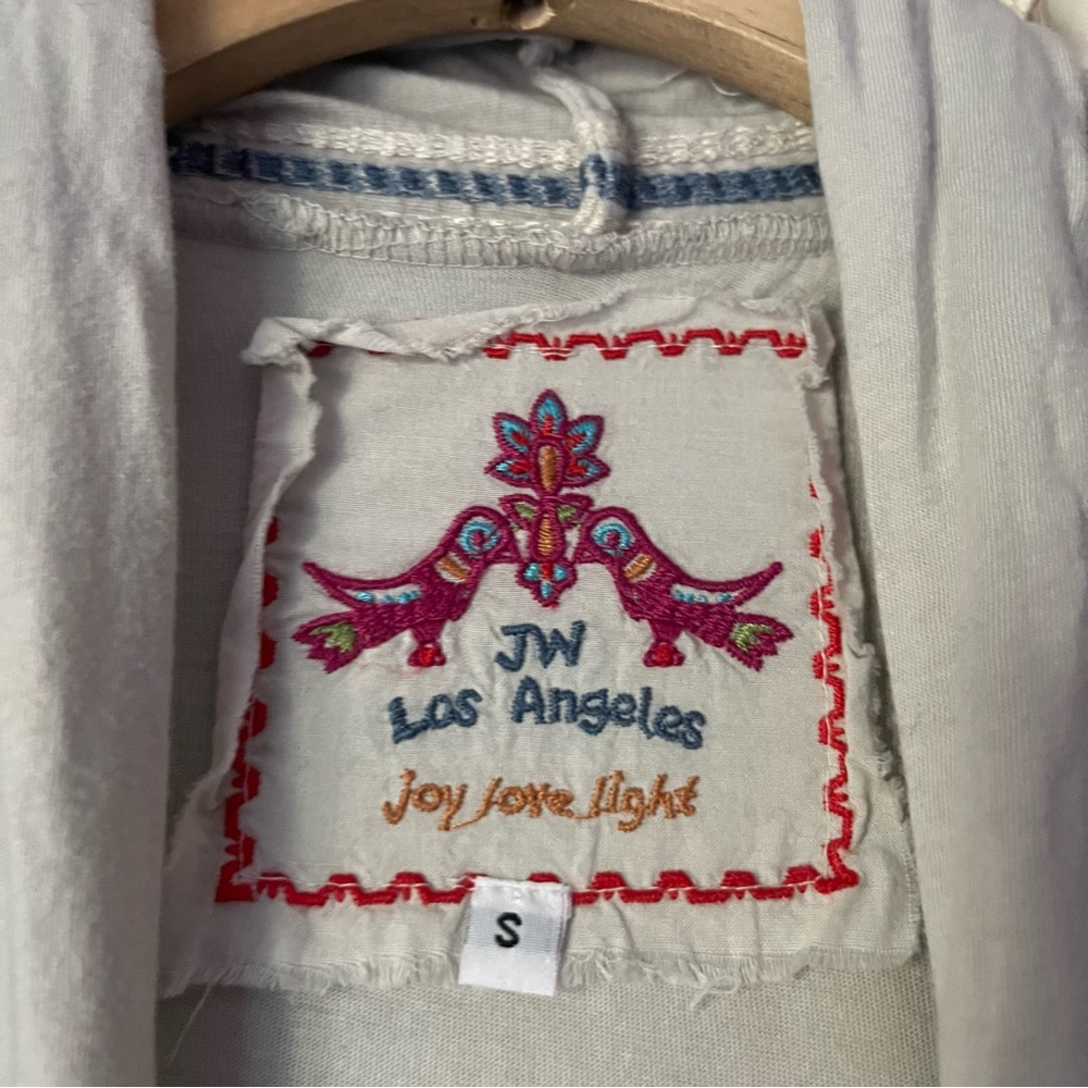 JOHNNY WAS cream ivory off white geo tribal embroidered buttonless long cardigan - Picture 7 of 8